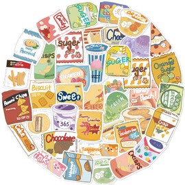 Snack Pack Stickers for Laptop(50 Pcs),Gift for Kids Teens Adults Girl,Snack Waterproof Stickers for Water Bottle,Vinyl Stickers for Scrapbook,Journal,Dairy,Skateboard