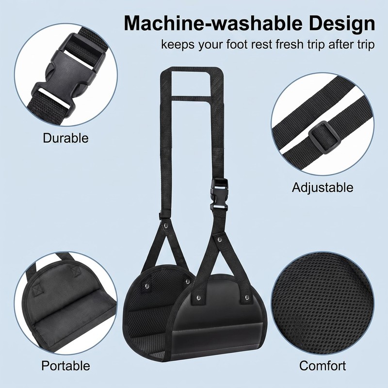 Foot Hammock for Flight Portable Airplane Foot Hammock - Adjustable