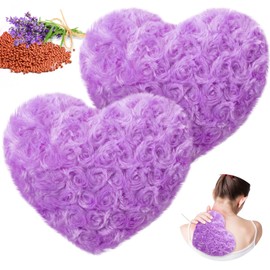 Hungdao 2 Pcs Microwave Heating Pad Multipurpose Warm Moist Heart Pillow Fluffy Microwavable Heat Pillow for Stress Reduction Back Shoulders Warm Gift(Violet)
