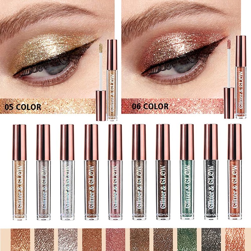10 Colors Liquid Eyeshadow Shimmer Glitter Metallic Eyeshadow Smokey Eye