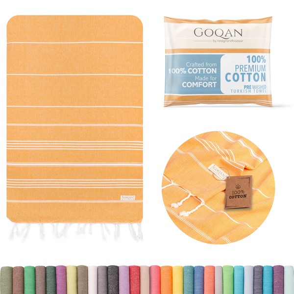 GOQAN Turkish Beach Towel Oversized 39x71 | Thin, Lightweight, 100%