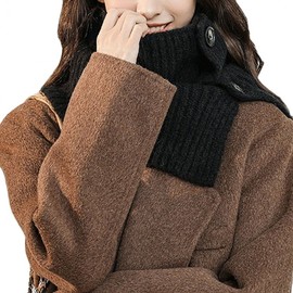 Button Knit Daily Fashion Neck Warmer Scarf Beige Neck Warmer