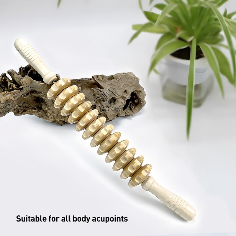 Kootinn Manual Wooden Fascia Massage Roller Trigger Points for Release