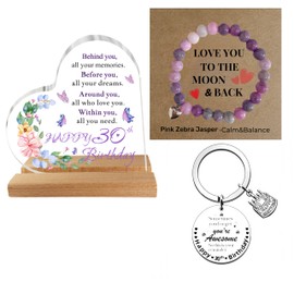 30th Birthday Gifts for Women – Unique Heart Keepsake with Inspirational Quote and Pink Jasper Stone – Sentimental and Meaningful 30th Birthday Gifts for Mum, Wife, Sister, Friend