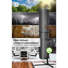 4smile Parasol Protective Cover for 2 to 4 m - Heavy Duty Cantilever Parasol Protective Cover, Waterproof, UV-Resistant, Cover for Garden & Outdoor Use, Anthracite