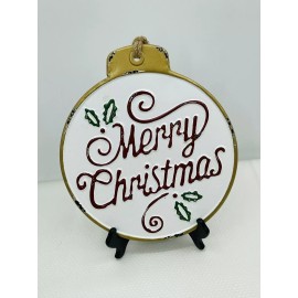 Unbranded Merry Christmas 9.50” Round Ornament Shaped Metal Sign NEW