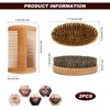Beard Brush Comb Set for Men, Wooden Boar Bristle Hair