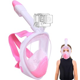 Wsobue Snorkel Mask for Kids,Full Face Diving Mask Anti-Fog, Anti-Leak Snorkel Set for Children Aged 5-14 (Pink XS)