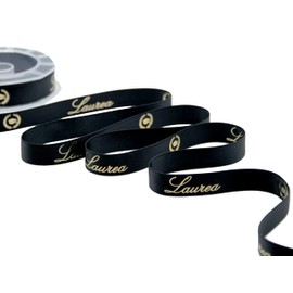 Furlanis - Nastro Doppio Raso Stampa Laurea Oro Su Nero, Tessuto Italiano - 16 mm x 10 m