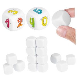 CIYODO 20 Pcs Rounded Blank White Dice Smooth Surface Six Sided Dice for DIY Projects Board Games Math Teaching and Creative Activities