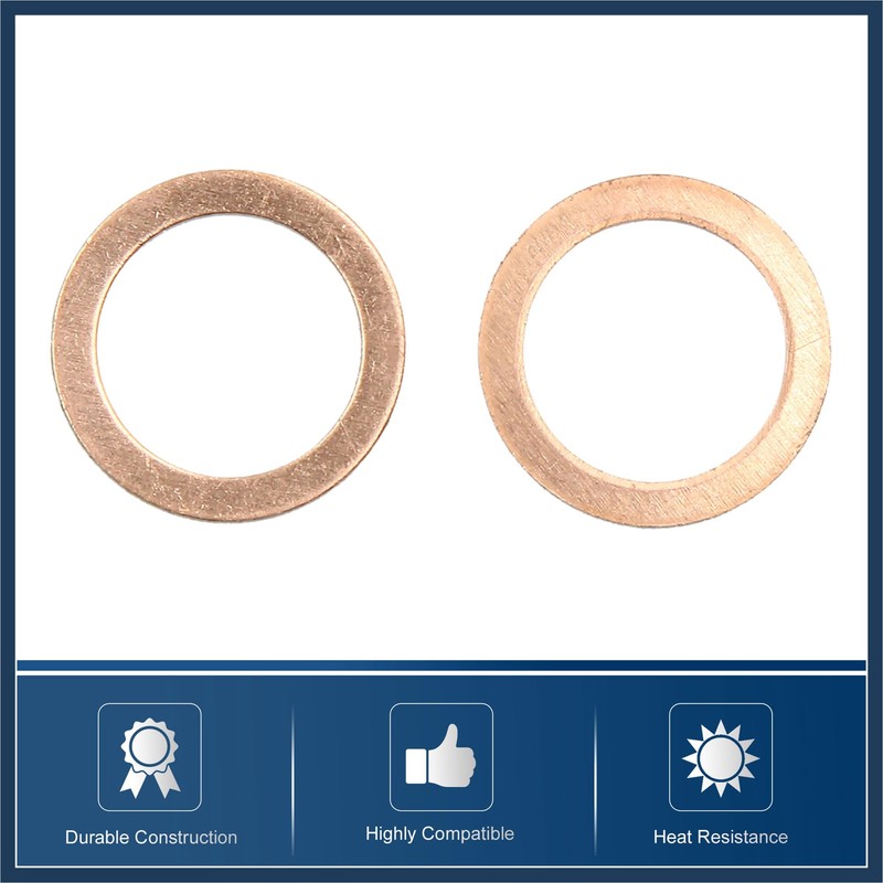 INFINAUTO M18 x 24.5mm x 1mm Copper Washers Flat Car