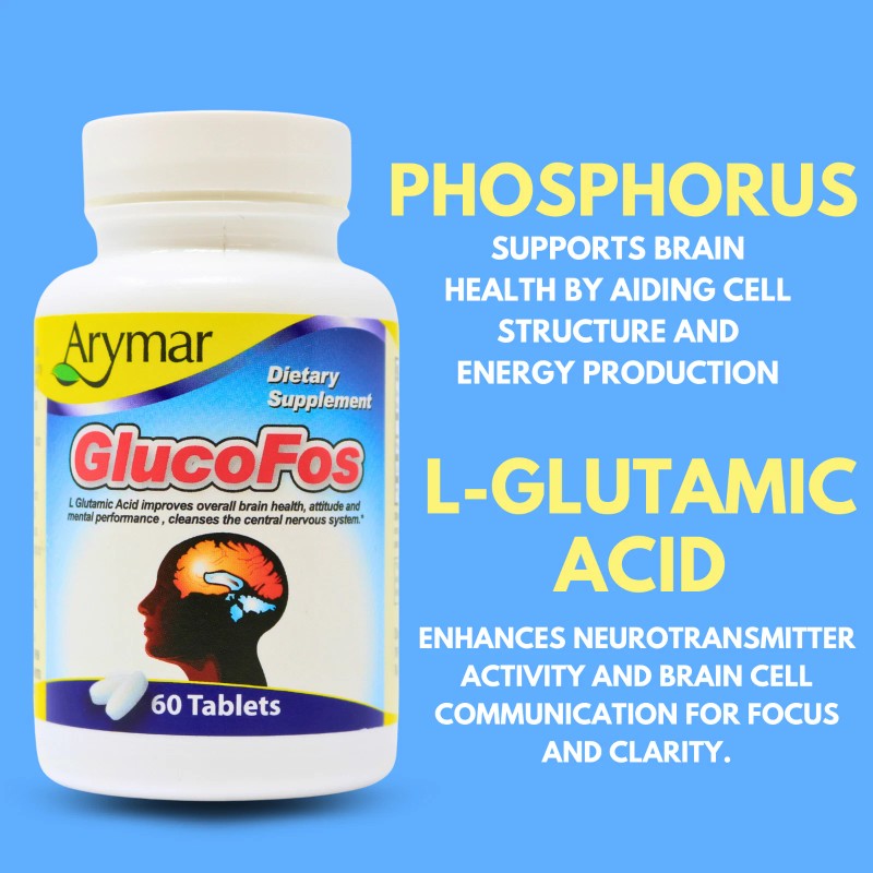 Arymar Glucofos 60 Tablets - L-Glutamic Acid & Brain Health