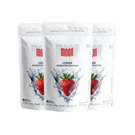 MOON Lunar Strawberry Hydration Booster Energy Drink Mix Natural & Healthy Electrolytes Mix Instant Daily Hydration & Energy Boost Post Workout Energy Powder Pack of 3(16g X 18 Sachets)