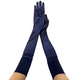 krautwear Women's Satin Evening Gloves (52 cm) in Various Colours, Navy Blue