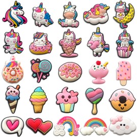 Mowzury Unicorn Shoe Charms for Girls, 25 PCS Cute Shoe Decoration Pins for Clog, Kawaii Accessories for Party Favor Gifts