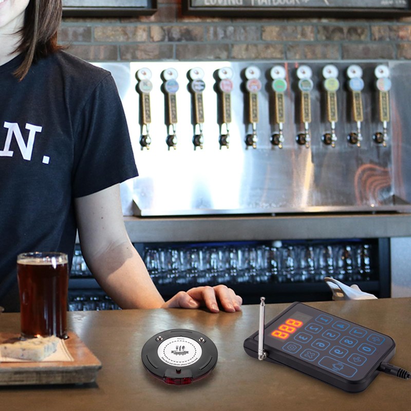 YYCALLING Pager System,Restaurant Buzzers Long Range,Set Vibration,10 Coaster Pagers for