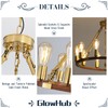 Wagon Wheel Chandelier Gold 10-Light Farmhouse Pendant Light Wood Grain