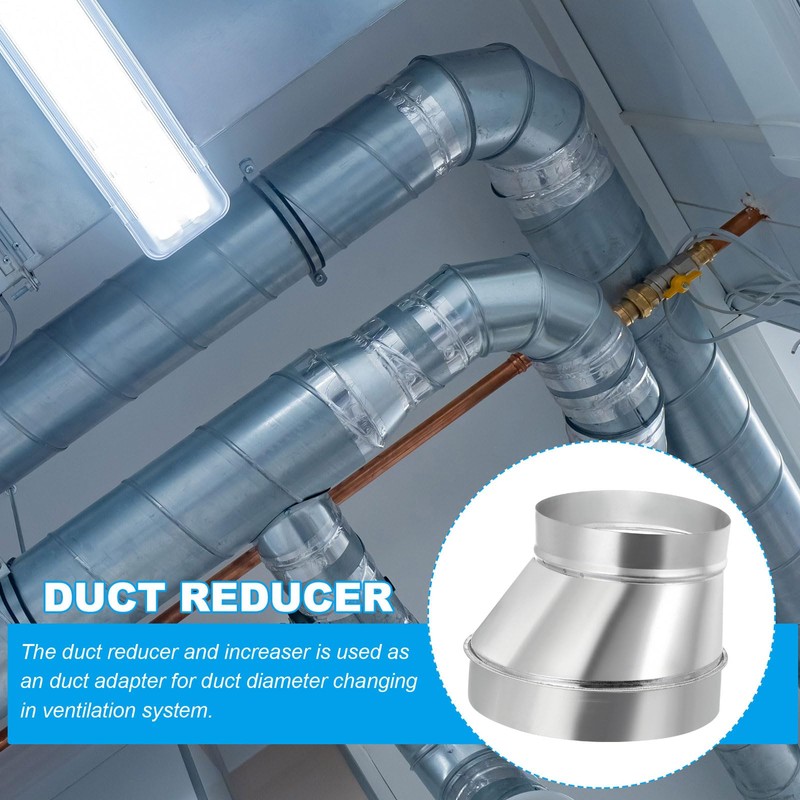 PATIKIL 8" to 6" Eccentric Duct Reducer, 1Pcs Galvanized Iron