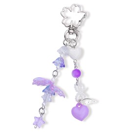 Purple Star Keychain Accessories Y2k Shell Ocean Charms Phone Bag Charms for Women Girls Aesthetic Keychain for Car Keys Handbag Accessories for Women Heart Keyring for Handbag Bag Accessories Charm