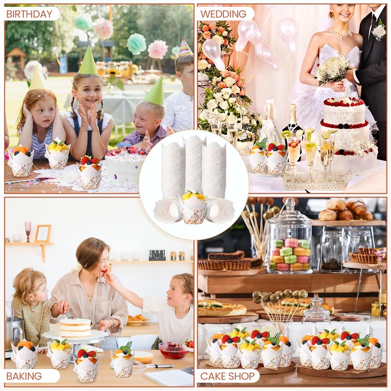 Maxdot 200 Pcs Fall Floral Tulip Cupcake Liners for Baking