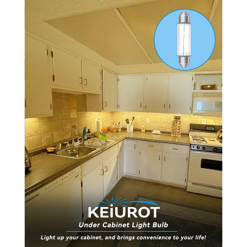 Keiurot Under Cabinet Light Bulbs T3 44MM 12V 5W Festoon