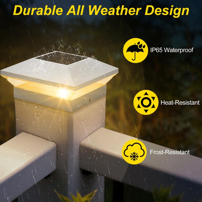 T-SUN Bright Solar Post Cap Lights 6 Pack – Outdoor