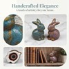 Set of 2 Small Ceramic Rabbit Statue, Handmade Reactive Glaze
