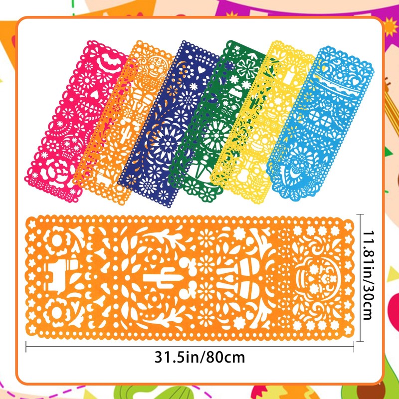 Norbiariz 6 pcs Mexican Table Runners 31.5 x 11.8 Inch