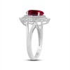 Jewelili Sterling Silver 9x7 MM Oval Created Ruby with Baguette