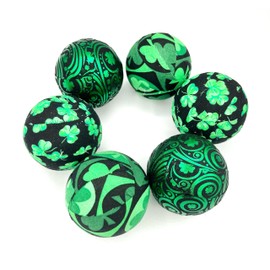 Green Black Shamrock Clover St Patrick’s day fabric wrapped balls- bowl filler set for St Patricks Pattys Day