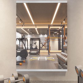 pertetey Home Gym Mirror, 48X32 Inch(1Pack) Wall Mounted Large Frameless Tempered Glass Mirror, Idea for Gym, Yoga, Bedroom, Dance Studio, Living Room