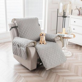 AHSBND Armchair Protector Armchair Cover TV Chair Protective Cover Armchair Cover for Relaxing Chair with Pockets for Home with Dog (Light Grey)
