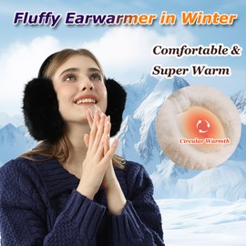 Winter Ear Warmers Women's Earmuffs Women's Winter Foldable Removable Plush Ear Muffs Ear Warmers Women's Warm Cold Protection Cold Winter Accessories Outdoor Earmuffs Ear Warmer for Women Girls,