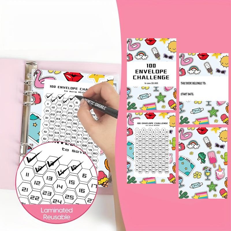 „ÄêFaddish„Äë100 envelope savings books + unlimited writing pencils for easy