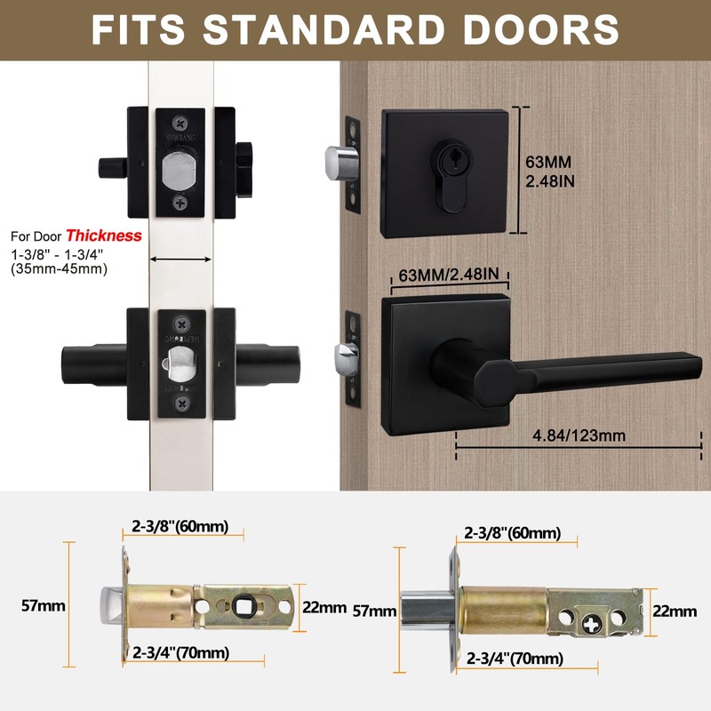 NEWBANG Keyed Deadbolt Lock with Passage Lever Handle for Exterior