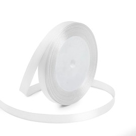 KMER LIFE 3/8 Inches x 25 Yards White Satin Ribbon Solid Fabric Ribbons for Crafts, Wedding Decor, DIY Hair Accessories, Sewing, Gift Package Wrapping, Valentine's Day Bouquet and More