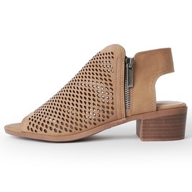 J. Adams Tracy Perforated Flat Bootie - Casual Open Toe Low Heel - Cut Out Shoe