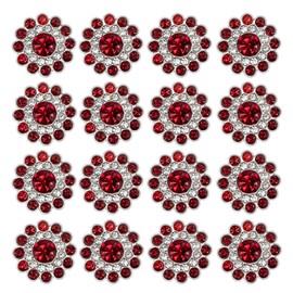 50 pcs Rhinestone Embellishments Crystal Decoration Brooch Button Flatback DIY Craft for Flower Headband Dress Accessory 14mm (Red)