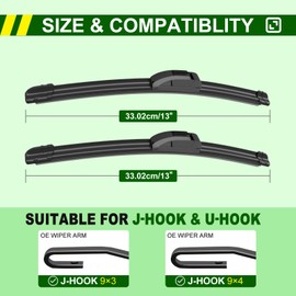 ZIXMMO OEM Quality 13in + 13in Premium All-Season Windshield Wiper Blades for Original Equipment Replacement(Set of 2)