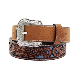 Cody James Men's Floral Tooled Contrast Belt - CJAFA23BT2 36