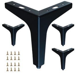 Smaxcn 4 inch Matte Black Metal Furniture Legs Set of 4, Triangle Metal Furniture Feet, DIY Replacement for TV Stand, Sofa, Dresser, Cabinet, Vanity (Black)