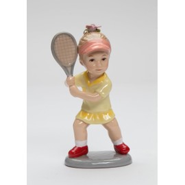 Cosmos Gifts Fine Porcelain Girl Tennis Player Playing Tennis Figurine, 4-5/8" H