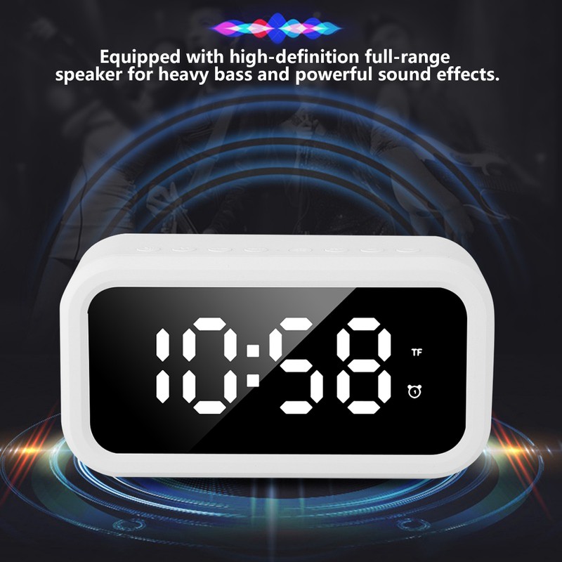 Multi Function Rechargeable Bluetooth Speaker Stereo Player LED Digital Alarm