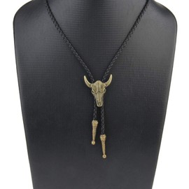 Bolo Tie for Men Gold Cowboy Necklace Rodeo American Western Cowboy Vintage Tie Leather Necktie Adjustable Bolo Necklace Western Jewelry for Women