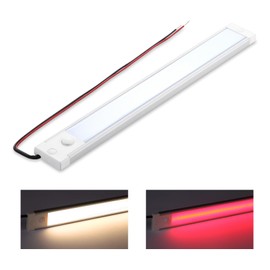 acegoo RV Interior LED Light Bar 12V LED Light Strip for Motorhome Camper Trailer Kitchen Countertop Under Cabinet Lighting, Integral Dimmer Switch & Red Night Light (Warm White, 12 inch)