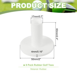 PATIKIL Rubber Golf Tee, 8 Pack 2.4 Inch Golf Practice Tees Training Driving Range Tee Stable Golf Ball Holder for Outdoor Indoor Hitting Mat Golf Mat, White
