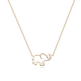 Fettero Elephant Necklace for Women Gold Open Pendant Dainty Chain 14K Gold Plated Minimalist Simple Cute Animal Jewelry Gift