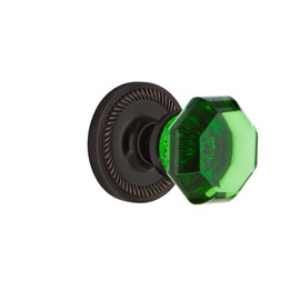 Nostalgic Warehouse Timeless Bronze, 725062 Rope Rosette Waldorf Emerald Door Knob, Privacy 2.375