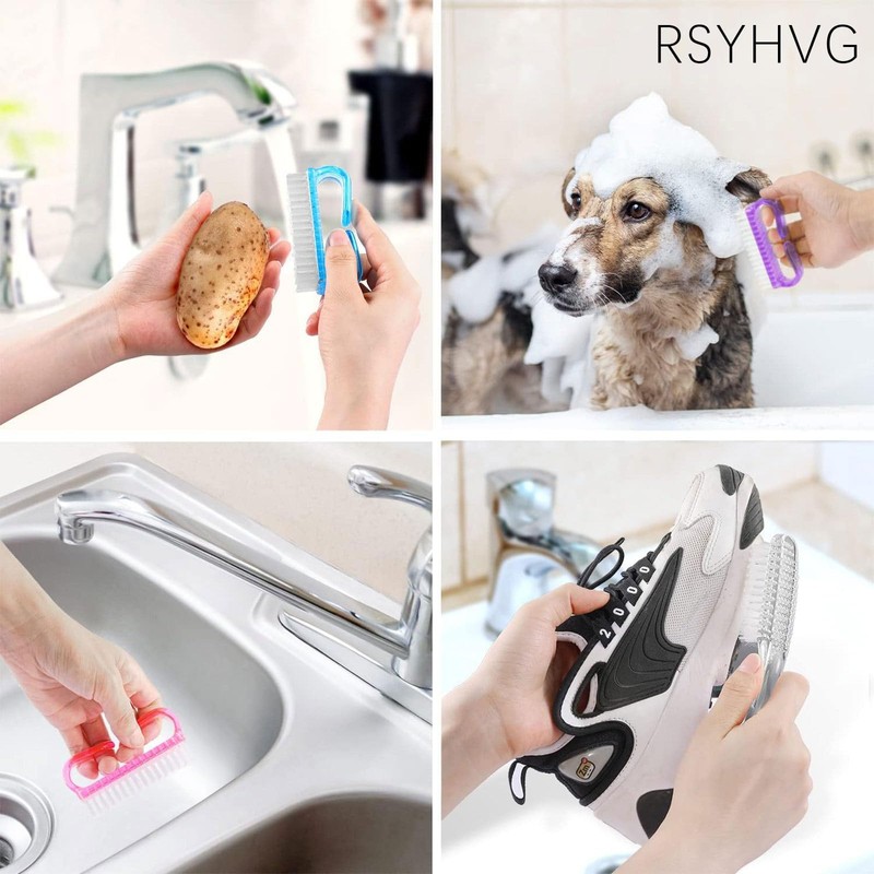 RSYHVG 4 Pcs Nail Brushes, Nail Cleaning Brush Plastic Handle