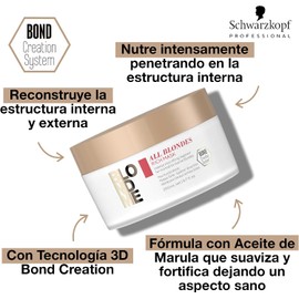 BLOND ME - All Blondes Mascarilla Enriquecida 200 ml, para Todo Tipo de Cabellos Rubios, con Tecnología 3D Bond Creation y el Complejo Cashmere Protein, Nutre en Profundidad, Aporta Suavidad y Fuerza